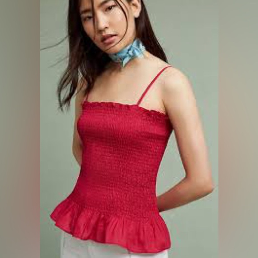 Anthropologie Maeve Hot Pink Smocked Tank